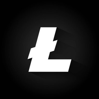 Litecoin sembolü koyu arka plan üzerinde beyaz.