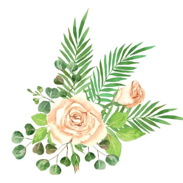 Rose samenstelling aquarel illustratie — Stockfoto