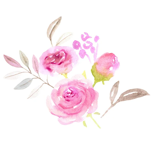 Rosa rosas aquarela ilustração — Fotografia de Stock