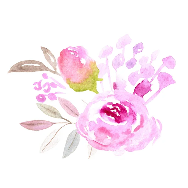 Aquarelle rose fleur croquis — Photo