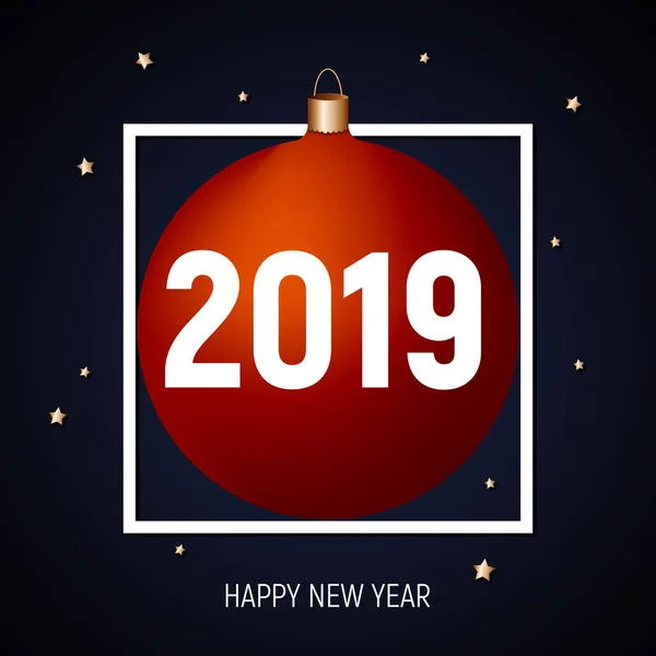2019 happy New Year, kırmızı top tebrik kartı