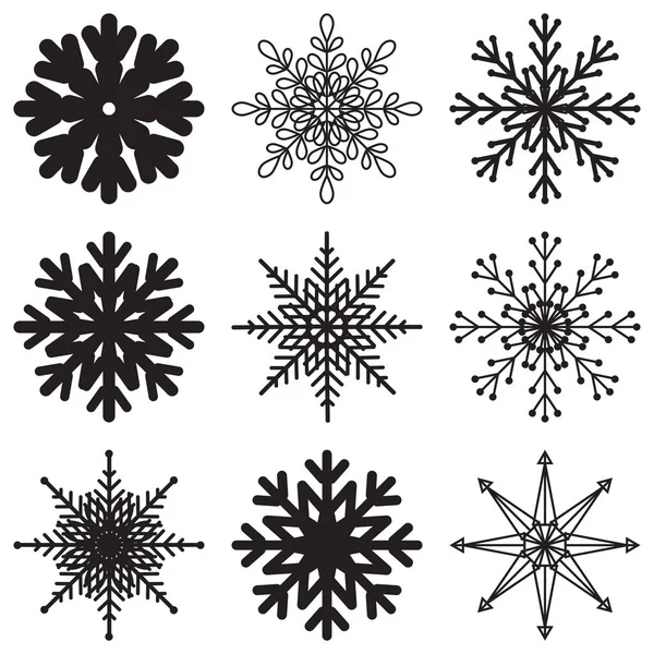 Copos de nieve vector ilustración conjunto, aislado — Vector de stock