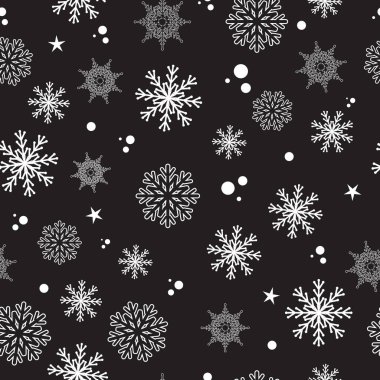 Vektör seamless modeli, kar, kar taneleri