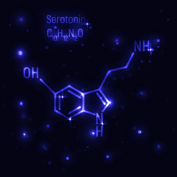 Serotonin yapısı koyu mavi zemin üzerine