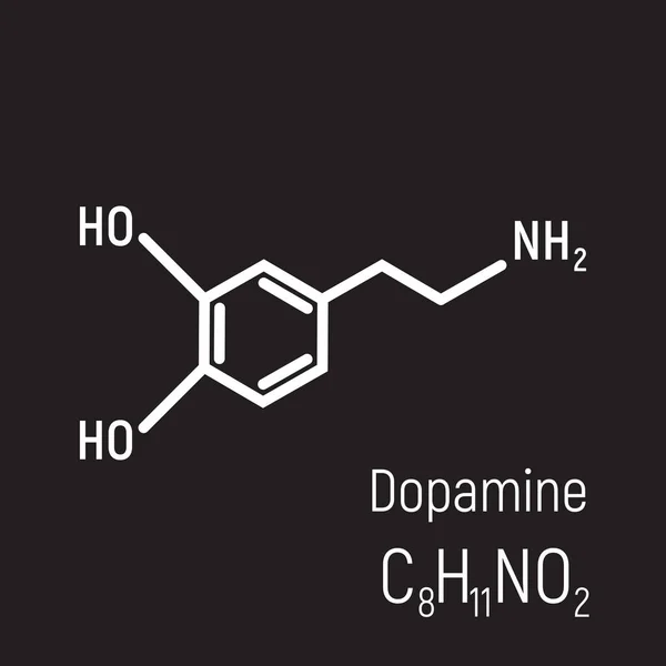 Siyah arka plan üzerine beyaz dopamin molekül