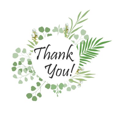 Yeşil çelenk, eucalypthus ile daire kare bırakır