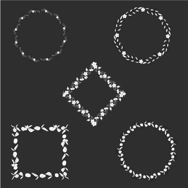 Vektör bitkisel çiçek çelenk set