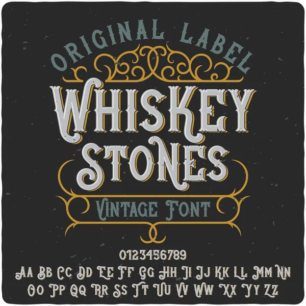 Vintage Label Lettertype Whiskey Stones Genoemd Goede Handgemaakte Lettertype Voor — Stockvector