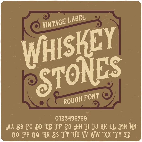 Tipo Etiqueta Vintage Llamado Piedras Whiskey Buena Fuente Hecha Mano — Archivo Imágenes Vectoriales