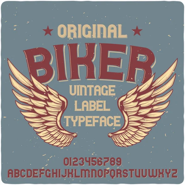 Tipo Letra Original Etiqueta Llamada Biker Buena Fuente Hecha Mano — Archivo Imágenes Vectoriales