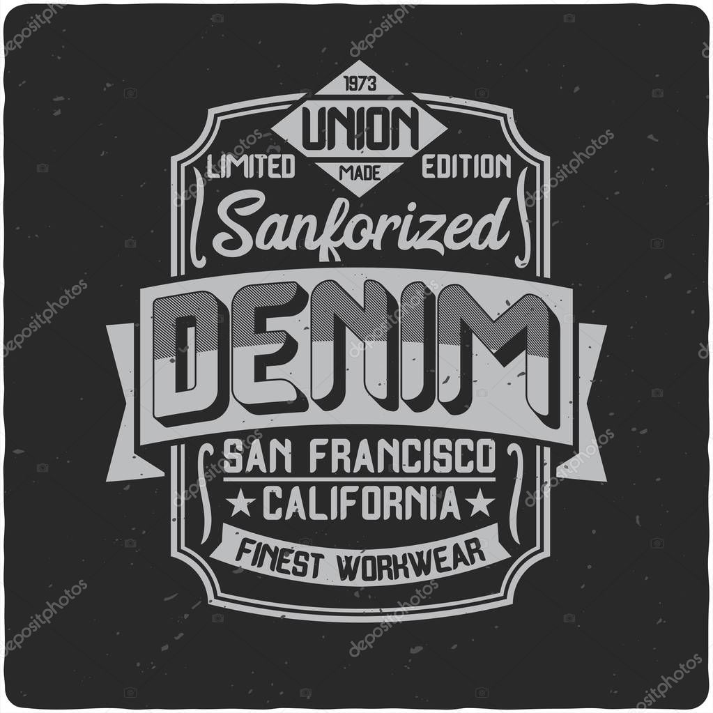 Vintage label design with lettering composition on dark background. T-shirt design.