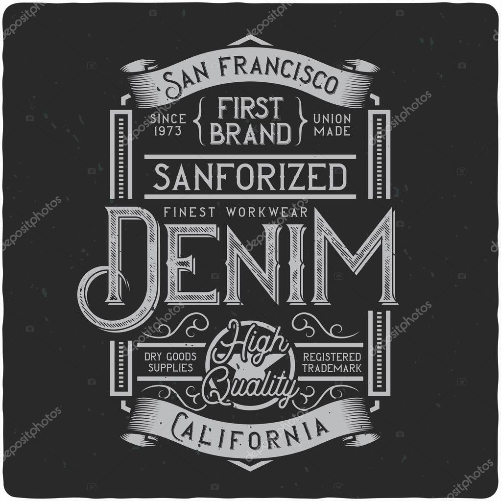 Vintage label design with lettering composition on dark background. T-shirt design.