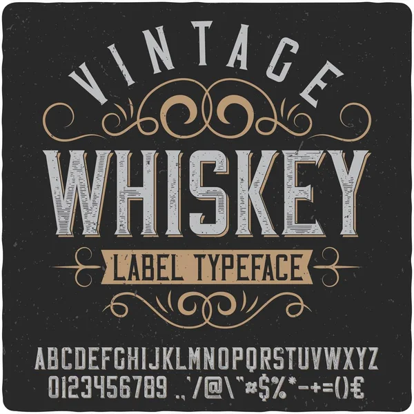 Vintage Western Label Font Named Whiskey Good Typeface Any Retro — Stock Vector