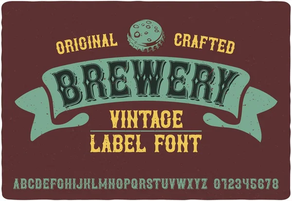 Vintage Western Label Font Named Brewery Buena Tipografía Para Cualquier — Archivo Imágenes Vectoriales