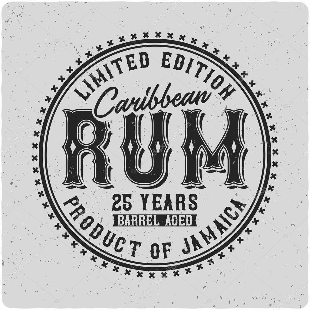 Label of the Caribbean rum. On light background