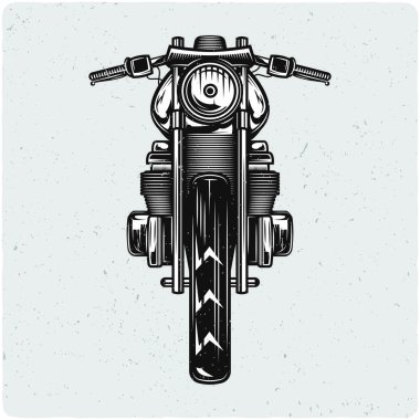 Vintage motosiklet. Siyah beyaz resim. Grunge gürültü ve çerçeve ile hafif backgrond izole.