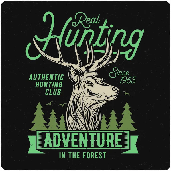 Geyik kafası gösterimi ile T-shirt veya poster tasarım. Metin kompozisyonu ile tasarım.