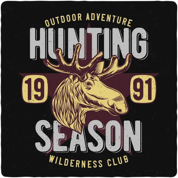 Geyik kafası gösterimi ile T-shirt veya poster tasarım. Metin kompozisyonu ile tasarım.