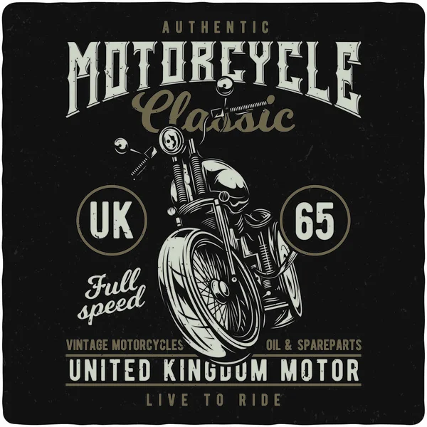 Camiseta Diseño Póster Con Ilustración Motocicleta Vintage Diseño Con Composición — Vector de stock