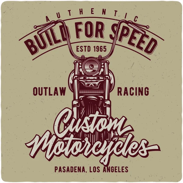 Camiseta Diseño Póster Con Ilustración Motocicleta Vintage Diseño Con Composición — Vector de stock