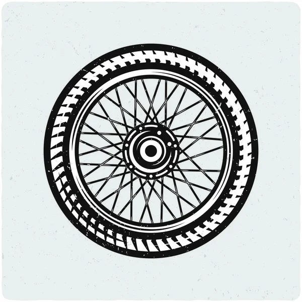 Motocykl Kolo Černobílé Ilustrace Izolované Světle Backgrond Grunge Hluku Rám — Stockový vektor