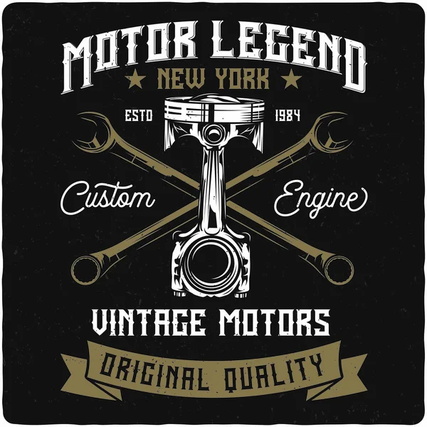 Camiseta Diseño Póster Con Ilustración Pistones Motocicleta Diseño Con Composición — Archivo Imágenes Vectoriales