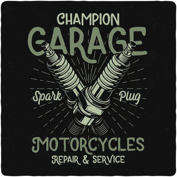 Diseño Camiseta Póster Con Ilustración Bujía Motocicleta Diseño Con Composición — Archivo Imágenes Vectoriales