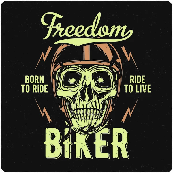 T-shirt veya poster tasarım çizim motosiklet motorcu kafatası ile. Metin kompozisyonu ile tasarım.