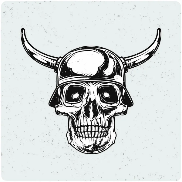 Motorcycle Biker Skull Black White Illustration Isolated Light Backgrond Grunge — Stock Vector