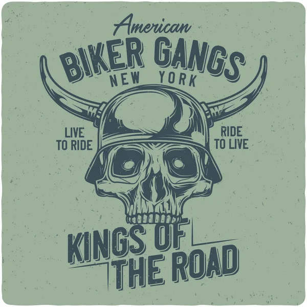 Shirt Σχέδιο Της Αφίσας Εικονογράφηση Του Κρανίου Μοτοσικλέτα Biker Σχεδίαση — Διανυσματικό Αρχείο