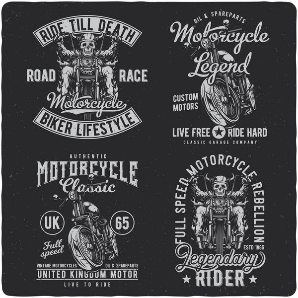 Vintage labels set with lettering composition on dark background. T-shirt design.