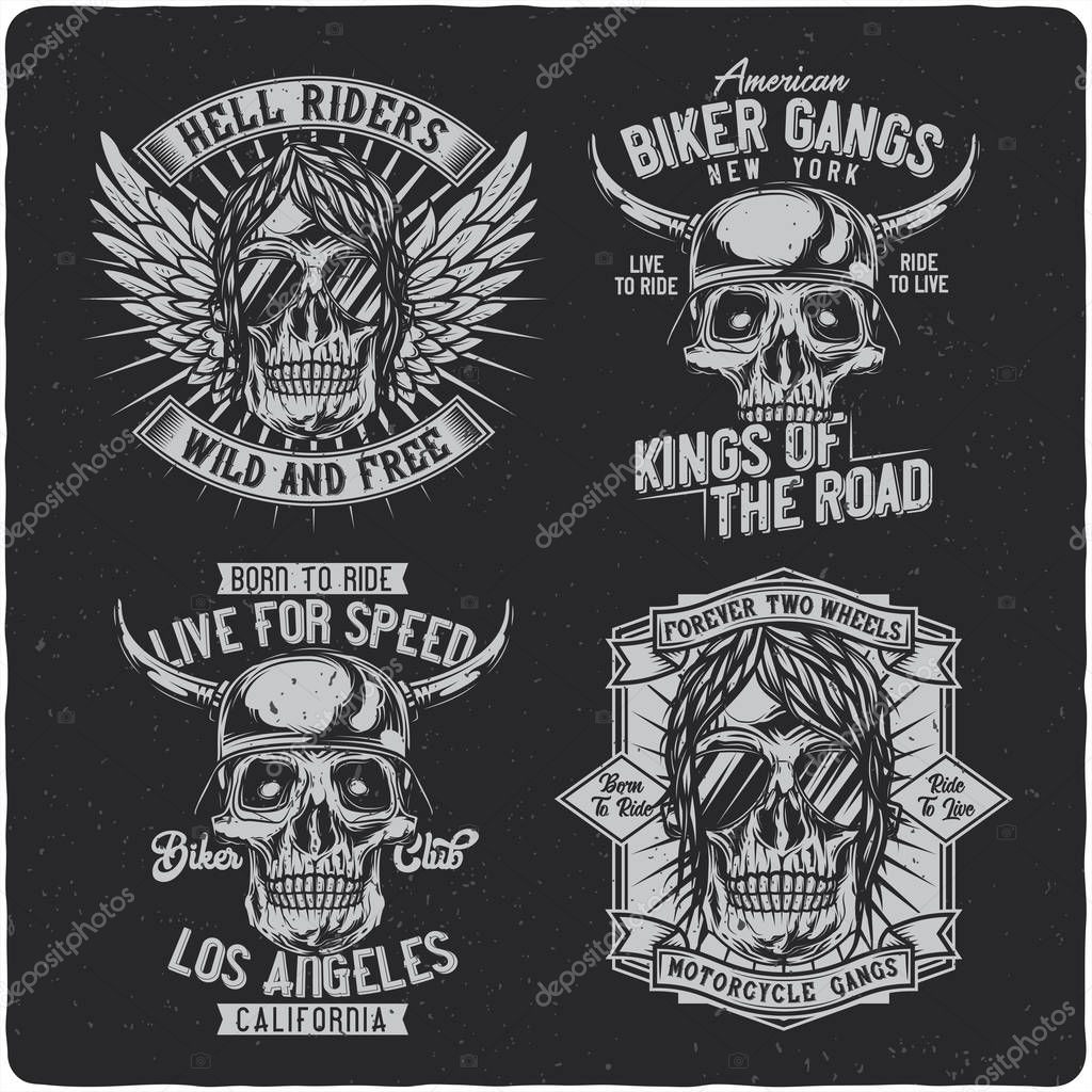 Vintage labels set with lettering composition on dark background. T-shirt design.