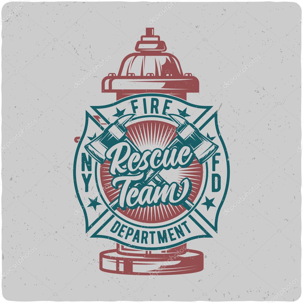 T-shirt or poster design with illustration of fire hydrant. Design with text composition.