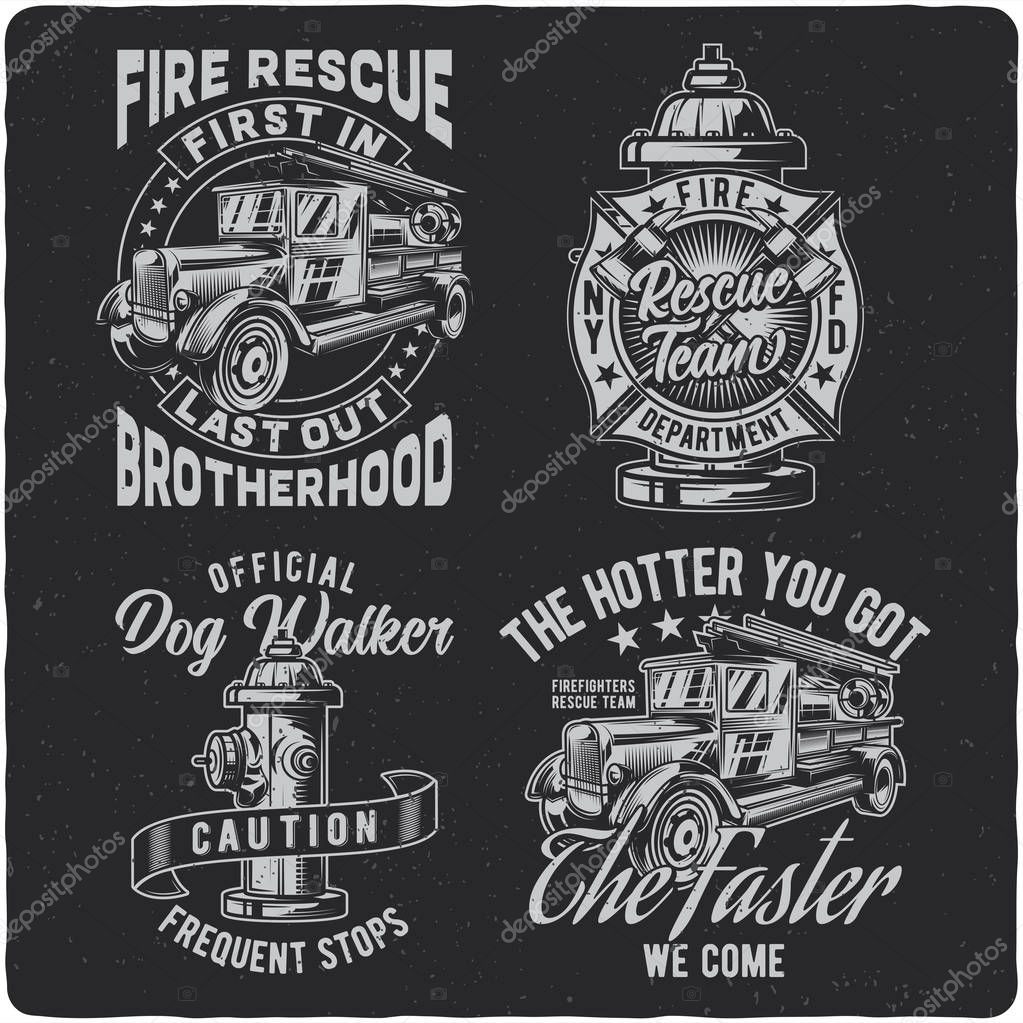 Vintage labels set with lettering composition on dark background. T-shirt design.