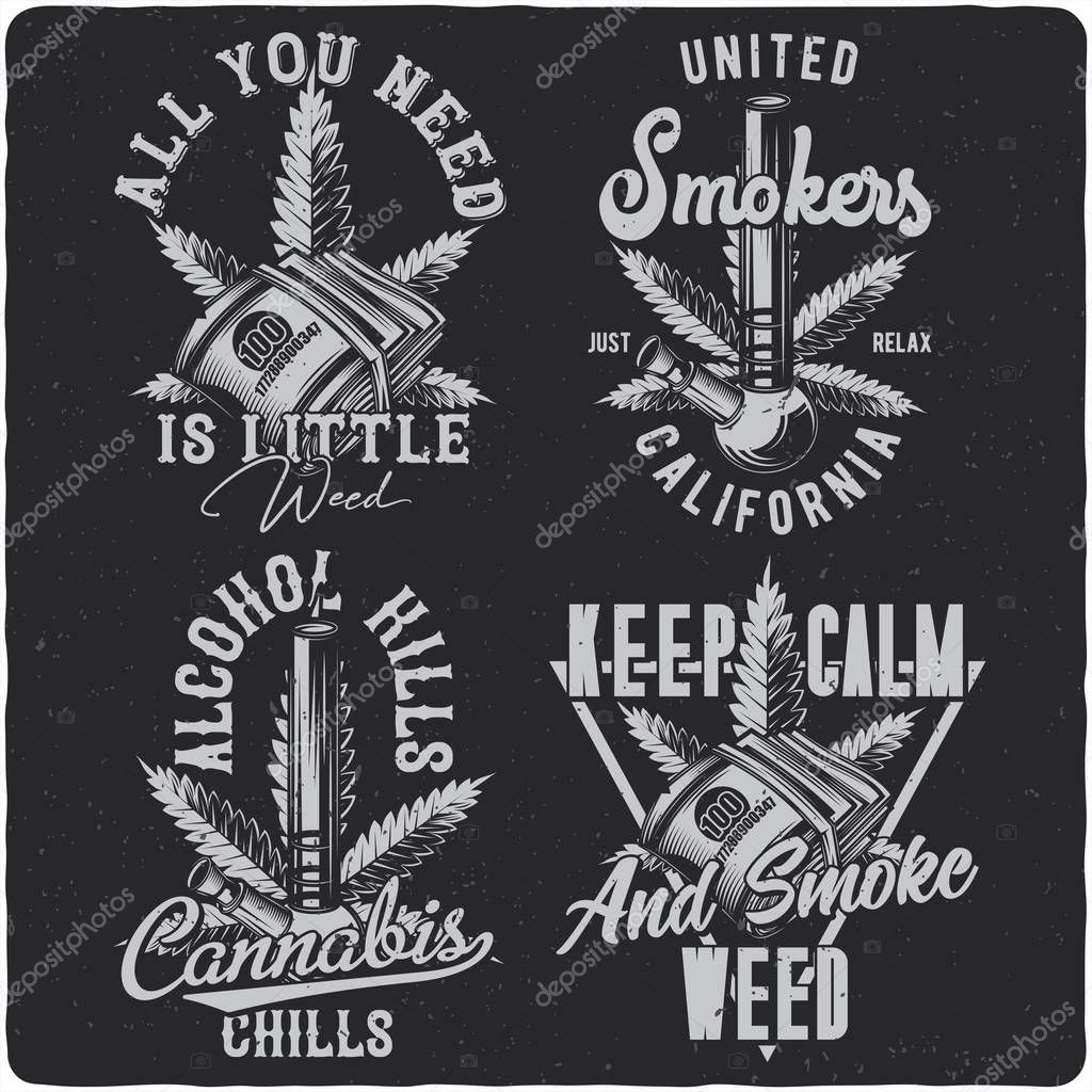 Vintage labels set with lettering composition on dark background. T-shirt design.