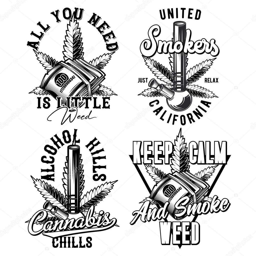 Vintage labels set with lettering composition on white background. T-shirt logo design.