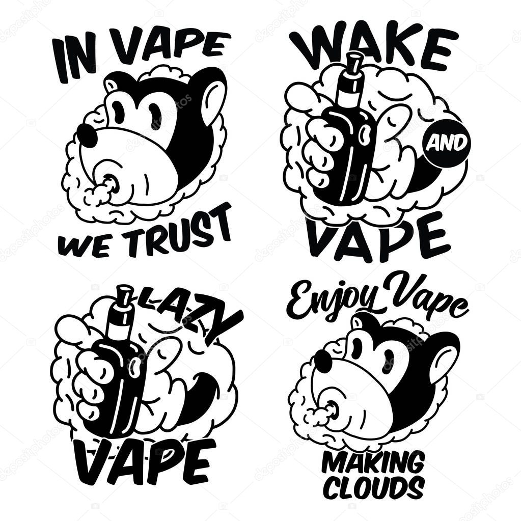 Vintage labels set with lettering composition on white background. T-shirt logo design.
