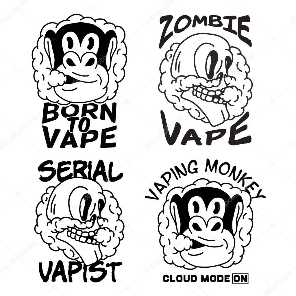 Vintage labels set with lettering composition on white background. T-shirt logo design.