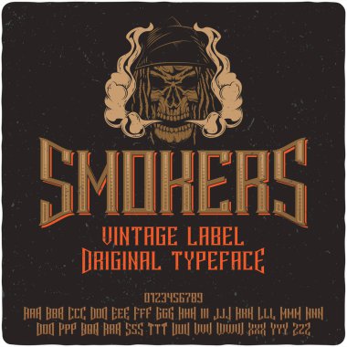 Vintage etiket yazı tipi adı sigara içenler. Güçlü serif yazı etiketleri, logo, t-shirt, posterler vb için.