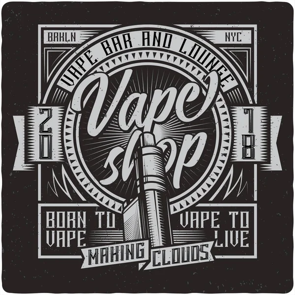 Vaping Vintage Label Logo Lettering Composition Dark Background Tee Shirt — Stock Vector