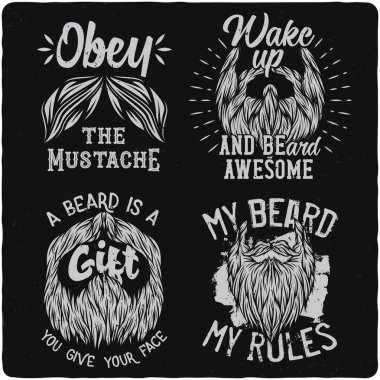 T-shirt veya poster tasarımı bıyık gösterimi ile. Metin kompozisyonu ile tasarım.