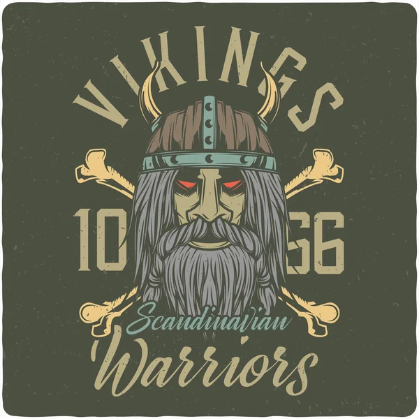 Shirt Poster Avec Illustration Viking Conception Avec Composition Texte — Image vectorielle