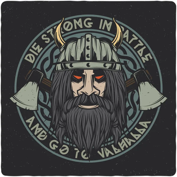 Camiseta Diseño Póster Con Ilustración Vikingo Diseño Con Composición Texto — Vector de stock