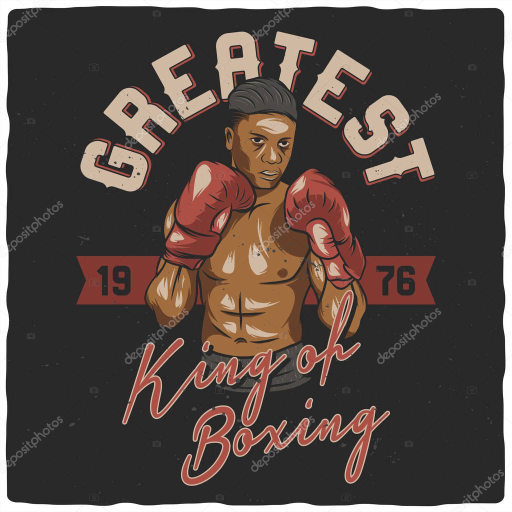 Illustration of the Boxer. Vector illustration. T-shirt or poster design.