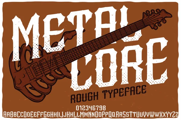 Metal Coreという名前のヴィンテージラベルフォント ポスター Tシャツ ラベルなど どんなデザインにも大文字と小文字と数字の強い書体 — ストックベクタ