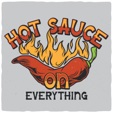 Yanan biber resimli tişört ya da poster tasarımı