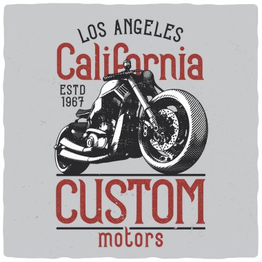 Özel motosiklet resimli tişört ya da poster tasarımı. Giysi tasarımını hazırla.