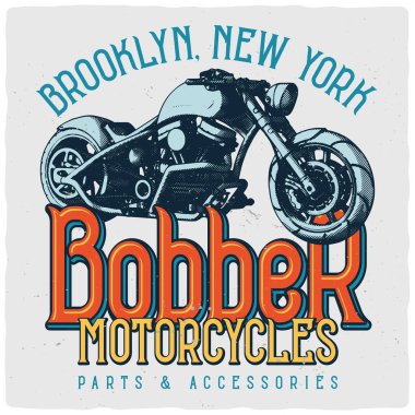 Özel motosiklet resimli tişört ya da poster tasarımı. Giysi tasarımını hazırla.