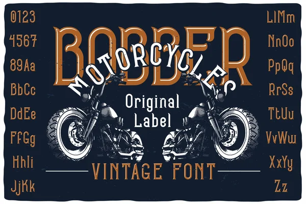 Původní Písmo Názvem Bobber Motorcycles Ročník Písma Pro Všechny Vaše — Stockový vektor