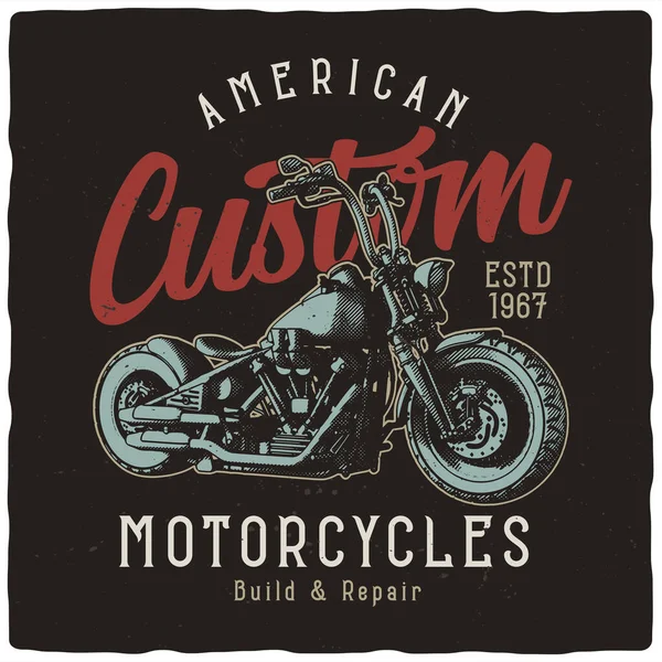 Camiseta Diseño Póster Con Ilustración Motocicleta Personalizada Listo Diseño Ropa — Archivo Imágenes Vectoriales